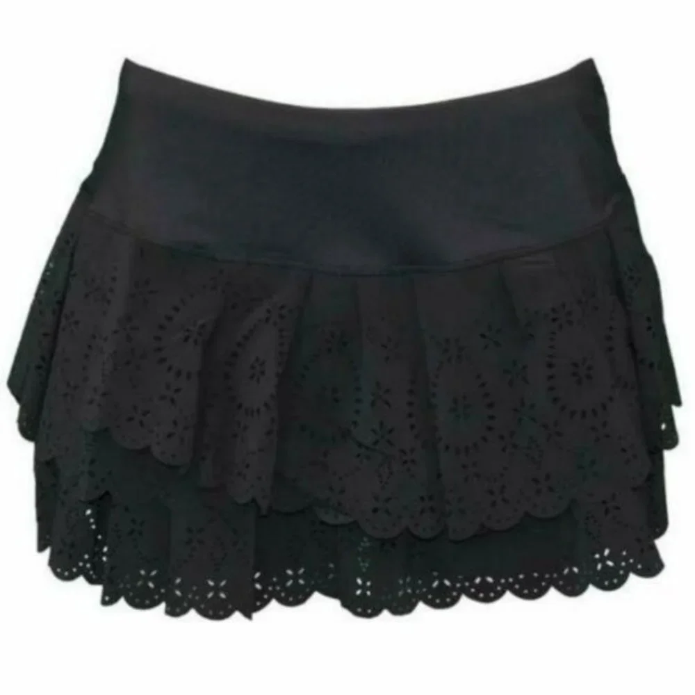Like New Lucky In Love BLACK Laser Tennis Skirt Skort Shorts XS BLACK - Picture 12 of 13